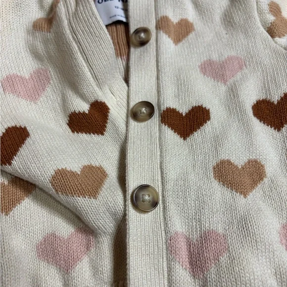 Old Navy Heart Knit Cardigan Hoodie 12–18M beige neutral - Picture 5 of 6